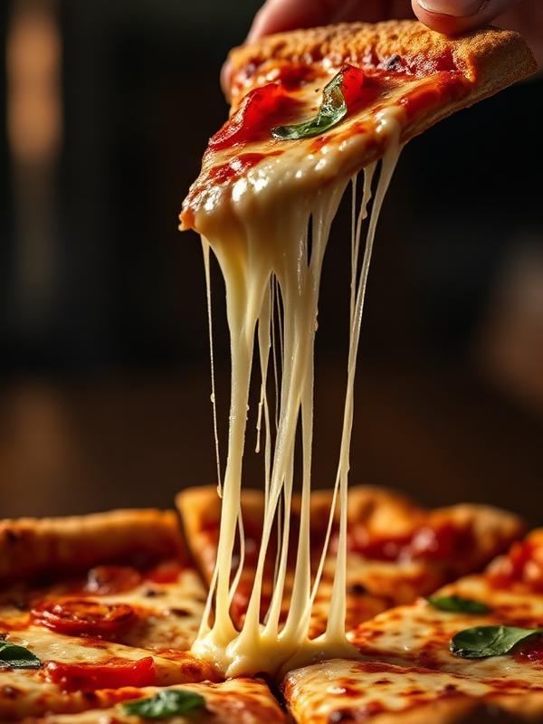 Cheese pull close-up