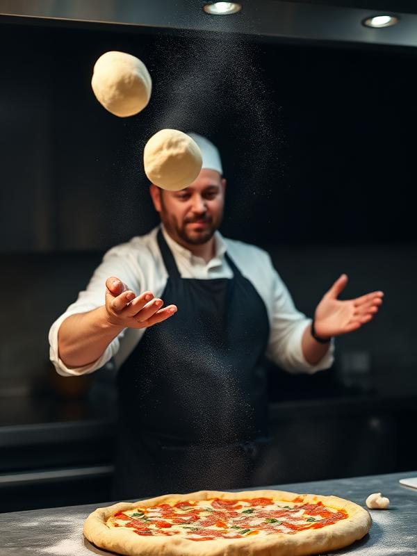 Chef tossing dough